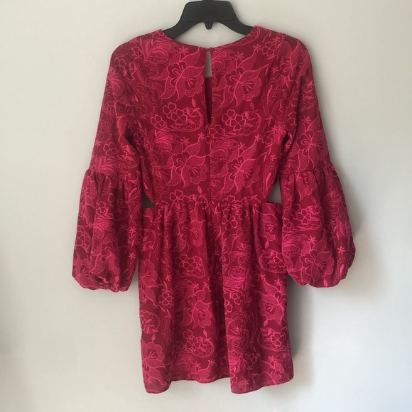 Devlin REVOLVE FLORAL LINED BELL-SLEEVE RUFFLE CUTOUT DRESS - Picture 9 of 10